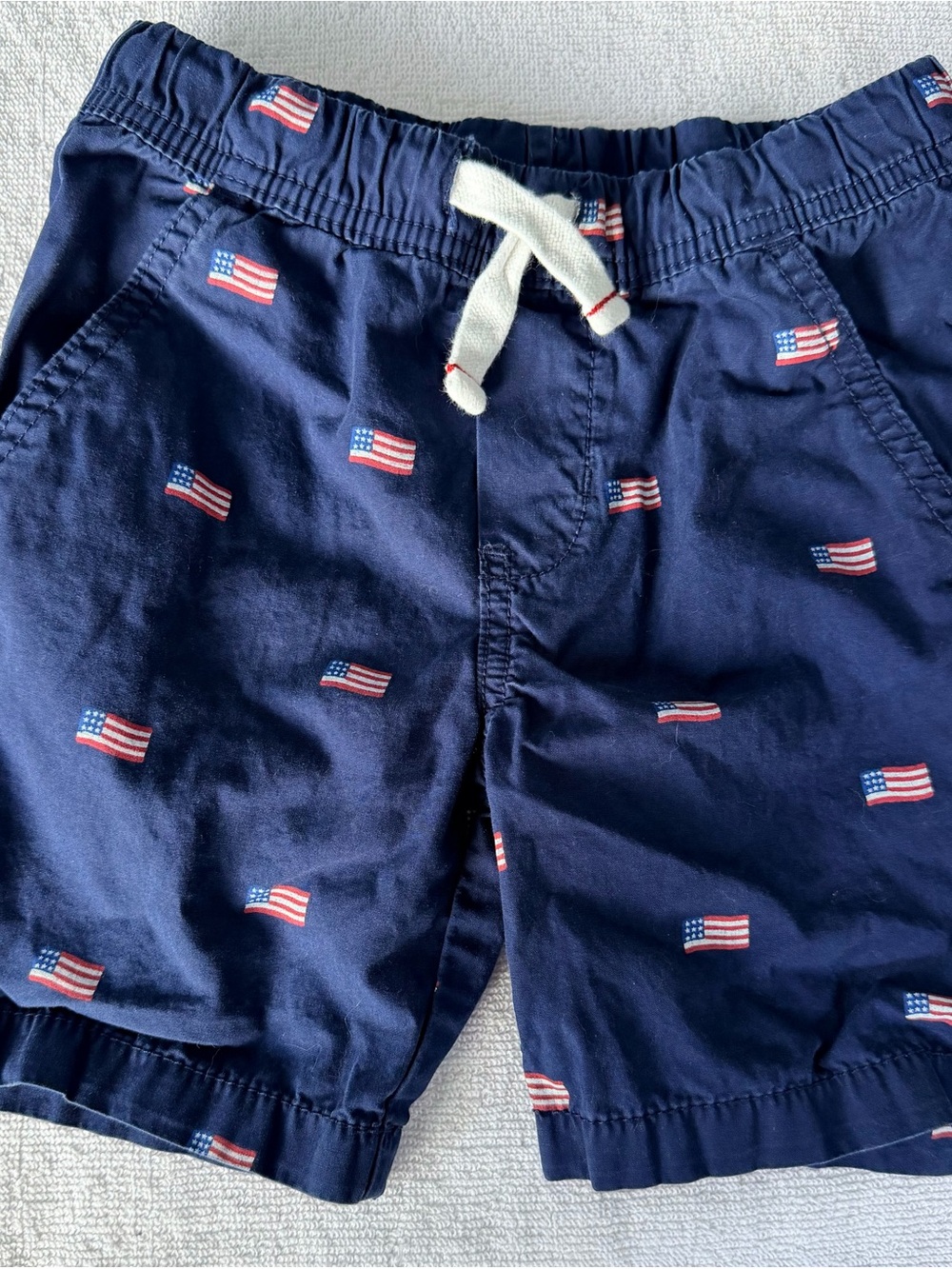 Carter's Navy Shorts with Red, White & Blue Flag Embroidery